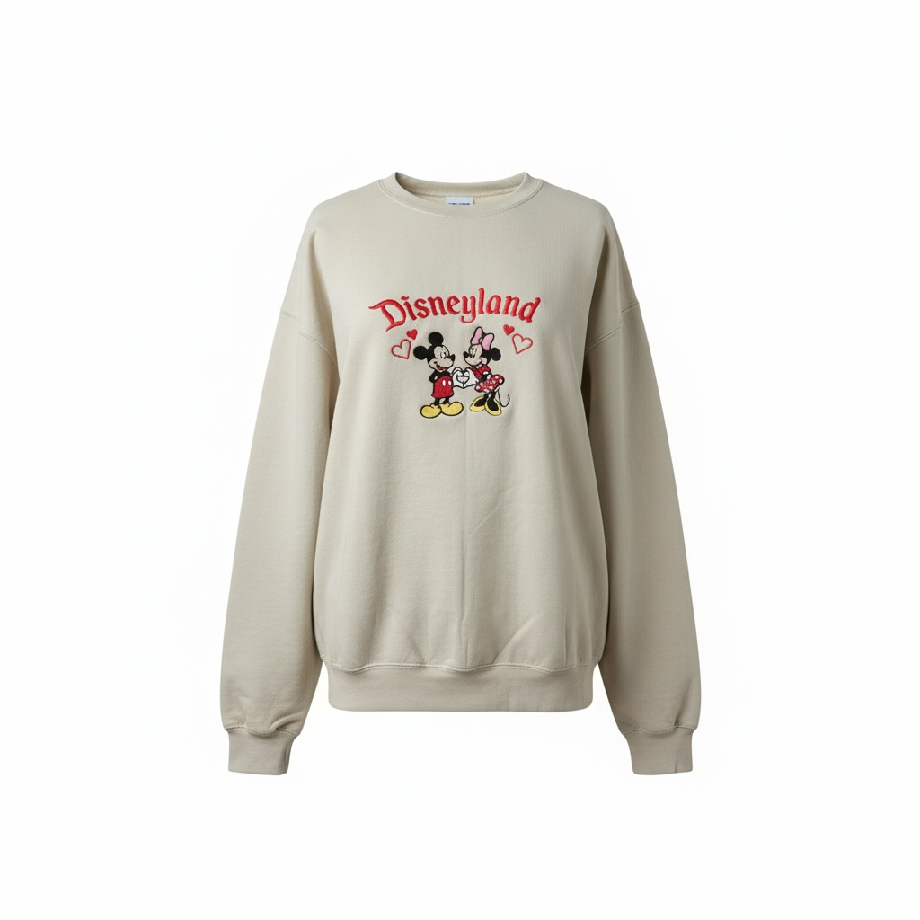Embroidered DisneyLand Characters Sweatshirt Crew Neck Design