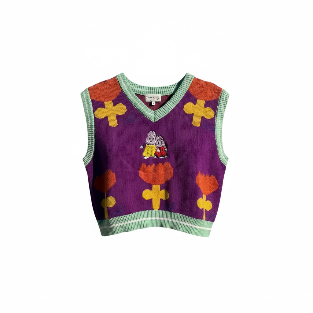 Max & Ruby Embroidered Floral Knit Vest