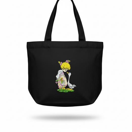 Embroidered Precious Moments Mini Tote Hand Black Bag