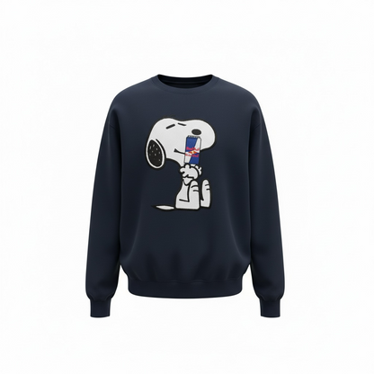 Embroidered Snoopy Red Bull Crew Neck Sweatshirt